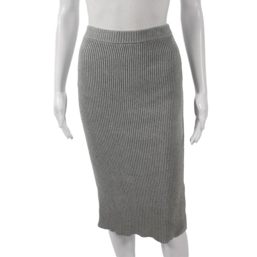 The Fifth Label Women Gray Straight Pencil Midi Skirt 97% Cotton Size S